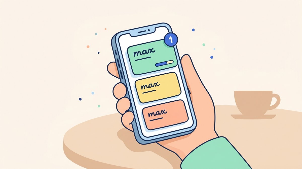 Illustration of a hand holding a smartphone showing a loan-app comparison screen